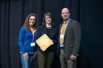 Sen. Majority Leader Kari Dziedzic accepts her Infrastructure Champion Award